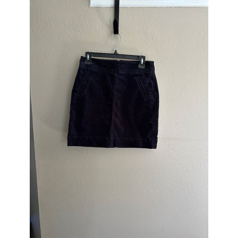 Loft Womens Corduroy Navy Blue‎ Skirt 0 mini pockets zipper cotton pencil